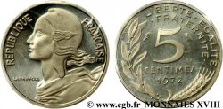 Piéfort argent de 5 centimes Marianne 1972 Paris F.125/8P FDC 
