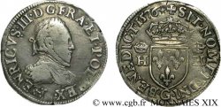 HENRI III Demi-teston, 3e type, col gaufré 1576 Poitiers