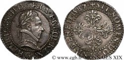THE LEAGUE. COINAGE IN THE NAME OF HENRY III Demi-franc au col plat 1587 (1591-1592) Poitiers AU