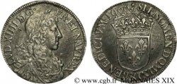LOUIS XIV LE GRAND OU LE ROI SOLEIL Demi-écu au buste juvénile, 2e type aux longues mèches 1666 Aix-en-Provence TTB
