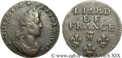 LOUIS XIV LE GRAND OU LE ROI SOLEIL Liard, 3e type, buste âgé 1693 Metz