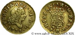 ESPAGNE - ROYAUME D ESPAGNE - FERDINAND VI Demi-escudo en or, 5e type 1758 Madrid