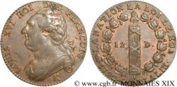 LOUIS XVI (MONARQUE CONSTITUTIONNEL)  12 deniers dit  au faisceau , type FRANCOIS 1792 Bordeaux TTB+