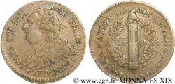LOUIS XVI (MONARQUE CONSTITUTIONNEL)  6 deniers dit &nbsp;au faisceau&nbsp;, type FRANÇAIS 1792 Strasbourg
