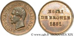 Essai de bronze au module de un centime, Louis-Napoléon Bonaparte 1851 Paris VG.3297  SPL 