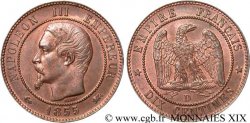 Dix centimes Napoléon III, tête nue, différent ancre 1855 Lyon F.133/26