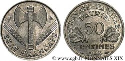 50 centimes Francisque, poids léger 1943 Beaumont-le-Roger F.196/2