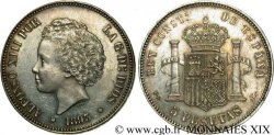 ESPAGNE - ROYAUME D ESPAGNE - ALPHONSE XIII 5 Pesetas 1893 Madrid