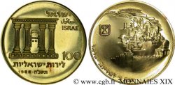ISRAËL - ÉTAT D ISRAËL 100 lirot or, le Temple de Salomon et Jérusalem 1968 