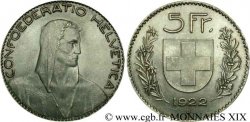 SUISSE - CONFÉDÉRATION HELVÉTIQUE 5 Francs berger / écu 1922 Berne
