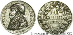 ITALIA - STATO PONTIFICIO - PIE IX (Giovanni Maria Mastai Ferretti) Monnaie satirique, module de 10 soldi, regravée 1867 Rome