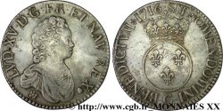 LOUIS XV THE BELOVED Écu vertugadin 1716 Poitiers AU