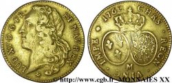 LOUIS XV DIT LE BIEN AIMÉ Double louis d’or aux écus ovales, tête ceinte d’un bandeau 1760 Toulouse
