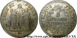 5 francs Union et Force, Union serré, avec glands intérieurs et gland extérieur 1798 Bordeaux F.288/65