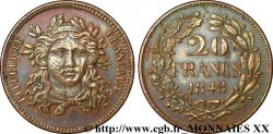 Concours de 20 francs, piéfort de Gayrard, deuxième concours 1848 Paris VG.3051 var.