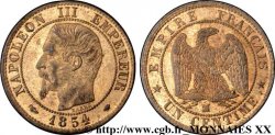 Un centime Napoléon III, tête nue 1854 Marseille F.102/14 SPL 