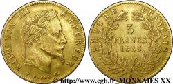 5 francs or Napoléon III, tête laurée 1863 Strasbourg F.502/4 TTB 