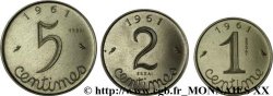 Série de trois essais de 1, 2 et 5 centimes acier, type Épi 1961 Paris F.106/3 MS 