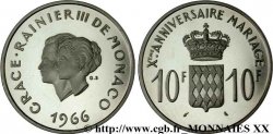MONACO - PRINCIPALITY OF MONACO - RAINIER III 10 francs argent, dixième anniversaire du mariage 1966 Paris