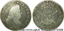 LOUIS XIV &nbsp;THE SUN KING&nbsp; Quart d&nbsp;écu aux insignes 1702 Lyon
