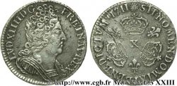 LOUIS XIV &nbsp;THE SUN KING&nbsp; Dixième d&nbsp;écu aux trois couronnes 1711 Amiens