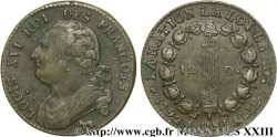 LOUIS XVI (MONARQUE CONSTITUTIONNEL)  12 deniers dit  au faisceau , type FRANCOIS 1792 Pau TTB