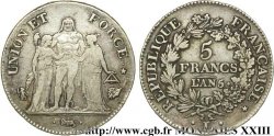 5 francs Union et Force, Union serré, seulement gland extérieur 1797 Bayonne F.294/8