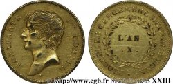 Essai en bronze doré au module de 2 francs Bonaparte par Jaley d après le procédé de Gengembre 1802 Paris VG.977