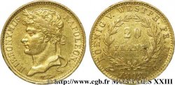 ALLEMAGNE - ROYAUME DE WESTPHALIE - JÉRÔME NAPOLÉON 20 franken or 1808 Cassel TTB 