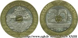 20 francs Mont Saint-Michel, 4 cannelures, V ouvert 1992 Pessac F.403/5 VZ 