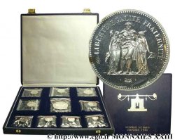 Coffret de 10 piéforts argent : 50, 10, 5, 2, 1 et 1/2 francs et 20, 10, 5 et 1 centimes 1980 Pessac G.882, 814, 770, 546, 474, 429, 332, 293, 174 et 91 PP