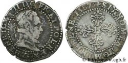 HENRY III Demi-franc au col plat 1587 (1591-1592) Poitiers fSS/SS