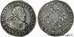 LOUIS XIII  Demi-franc au buste lauré et au grand col orné de Troyes 1639 Troyes