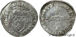 LOUIS XIII  Quart d&nbsp;écu, à la croix fleurdelisée, titulature côté écu 1643 Montpellier