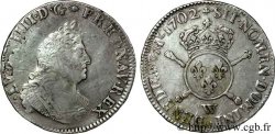 LOUIS XIV LE GRAND OU LE ROI SOLEIL Demi-écu aux insignes avec le buste du palme 1702 Lille