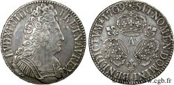 LOUIS XIV LE GRAND OU LE ROI SOLEIL Écu aux trois couronnes 1709 Paris TTB/TTB+