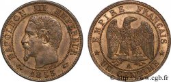Un centime Napoléon III, tête nue, différent ancre 1855 Paris F.102/16 VZ 