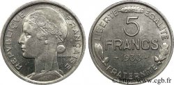 Concours de 5 francs, essai de Morlon en nickel 1933 Paris VG.5359  SUP 