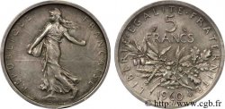 Piéfort argent de 5 francs Semeuse, argent 1960 Paris F.340/4P SPL 