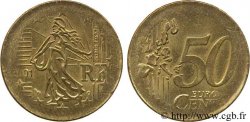 BANQUE CENTRALE EUROPEENNE 50 centimes d’euro, frappe par erreur sur flan de 20 centimes Marianne 2001 