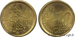 EUROPEAN CENTRAL BANK 10 centimes d’euro, frappe fautée avec tranche lisse 1999 Pessac
