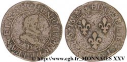 HENRI IV LE GRAND Double tournois, 1er buste de Lyon 1607 Lyon