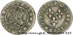 LOUIS XIII LE JUSTE Double tournois, type 1 1635 Saint-Palais TB+