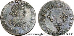 LOUIS XIII LE JUSTE Double tournois, type 19 1639 Tours