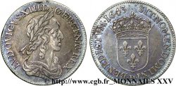 LOUIS XIII  Quart d écu, buste drapé et cuirassé (2e buste de Jean Warin) 1643 Lyon