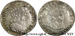 LOUIS XIV LE GRAND OU LE ROI SOLEIL Quart d&nbsp;écu à la mèche courte 1650 Lyon