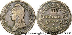Un décime Dupré, modification du 2 décimes 1797 Paris F.127/4
