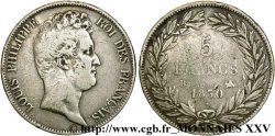 5 francs type Tiolier sans le I, tranche en creux 1830 Rouen F.313/2