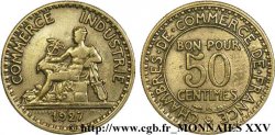 50 centimes Chambres de Commerce, axe décalé 1927 Paris F.191/9 TB 