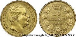 ROYAUME DE SERBIE - MILAN IV OBRÉNOVITCH 20 dinara en or 1882 Vienne